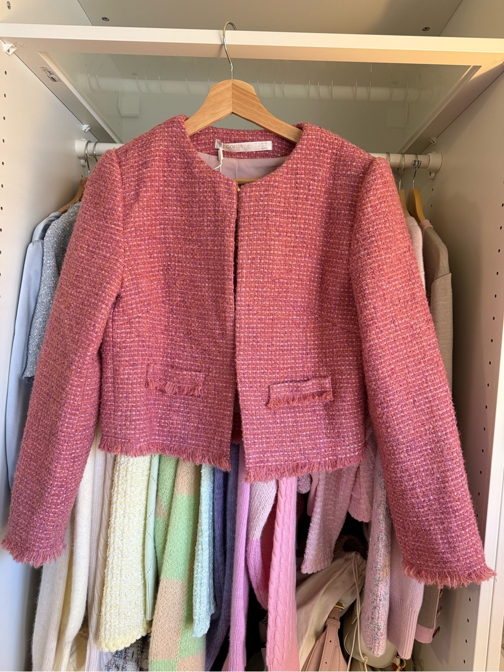 Pink Tweed Cropped Jacket